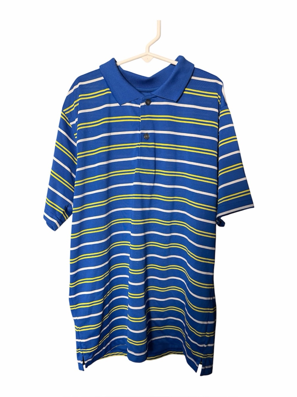 George Blue Polo with White and Yellow Stripes